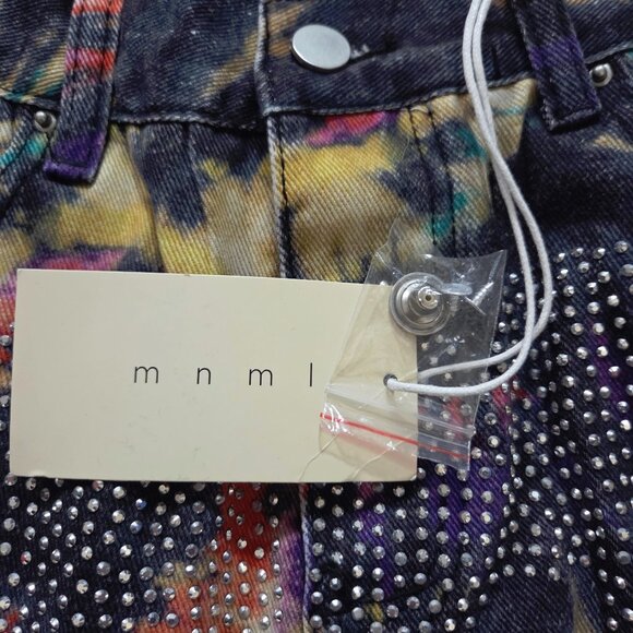 MNML Men’s Size 30 Skeleton Sequins/Rhinestones Multicolored Denim Jeans - Picture 5 of 9